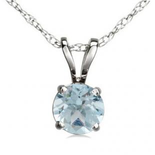 1.50 Carat (ctw) Sterling Silver Round Cut Aquamarine Ladies Solitaire Pendant (Chain Included) 1 1/2 CT