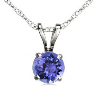 1.50 Carat (ctw) Sterling Silver Round Cut Tanzanite Ladies Solitaire Pendant (Chain Included) 1 1/2 CT