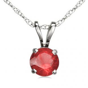 1.50 Carat (ctw) Sterling Silver Round Cut Ruby Ladies Solitaire Pendant (Chain Included) 1 1/2 CT