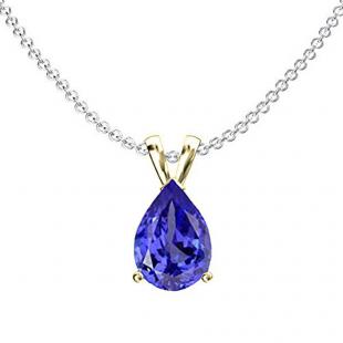 1.50 Carat (ctw) Sterling Silver Pear Cut Tanzanite Ladies Solitaire Pendant (Chain Included) 1 1/2 CT