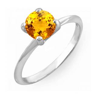 1.00 Carat (ctw) Sterling Silver Round Cut Citrine Ladies Solitaire Bridal Engagement Ring 1 CT