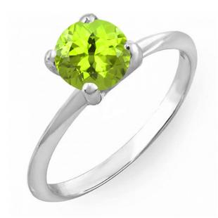 1.50 Carat (ctw) Sterling Silver Round Cut Peridot Ladies Solitaire Bridal Engagement Ring 1 1/2 CT