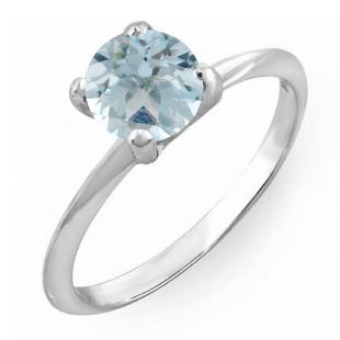 1.50 Carat (ctw) Sterling Silver Round Cut Aquamarine Ladies Solitaire Bridal Engagement Ring 1 1/2 CT