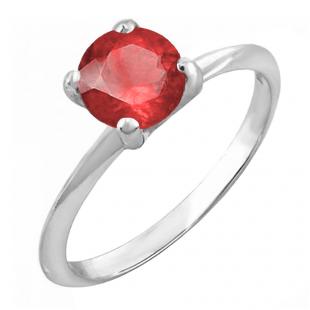 1.50 Carat (ctw) Sterling Silver Round Cut Ruby Ladies Solitaire Bridal Engagement Ring 1 1/2 CT