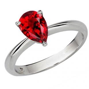 1.50 Carat (ctw) Sterling Silver Pear Cut Garnet Ladies Solitaire Bridal Engagement Ring 1 1/2 CT