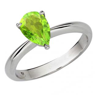 1.50 Carat (ctw) Sterling Silver Pear Cut Peridot Ladies Solitaire Bridal Engagement Ring 1 1/2 CT