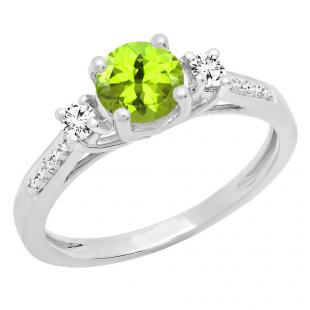 Dazzlingrock Collection 10K 6 MM Round PeridotWhite Sapphire & Diamond Bridal Engagement Ring