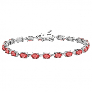 6X4 MM Each Oval Ruby Tennis Bracelet for Women in 925 Sterling Silver