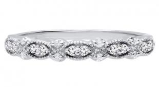 14K White Gold Round White Diamond Ladies Anniversary Wedding Band