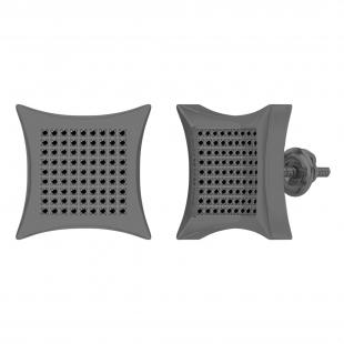 0.60 Carat Round Black Diamond Concave Kite Unisex Stud Earrings in 10K White Gold in Screw Back