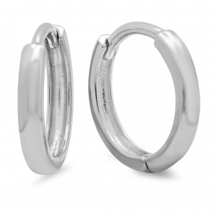 14K White Gold Hoop Earrings (2 mm wide and 11 mm diameter)