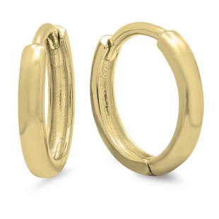 14K Yellow Gold Hoop Earrings (2 mm wide and 11 mm diameter)