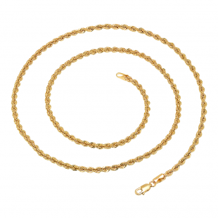 14K Yellow Gold Hollow Rope Diamond-cut chain (22 inch)