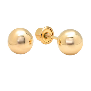 Small 3mm Ball Stud Earrings with Screwbacks 14K Yellow Gold