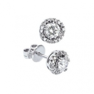 0.75 Carat (ctw) 14k White Gold Round Brilliant Cut Diamond Stud Earrings