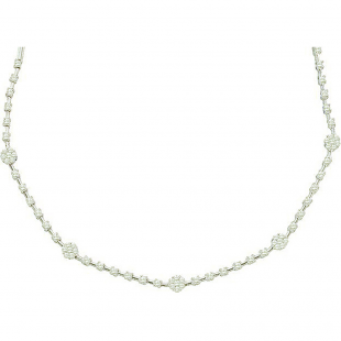 1.88 Carat (ctw) 14k White Gold Brilliant Round White Diamond Ladies Flower Necklace