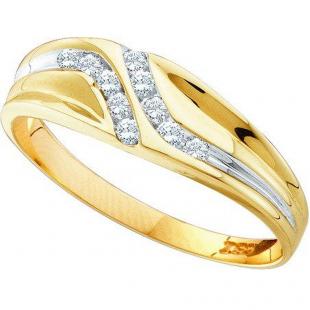 0.12 Carat (ctw) 10K Yellow Gold Round Cut Diamond Mens Channel Set Fashion Wedding Band