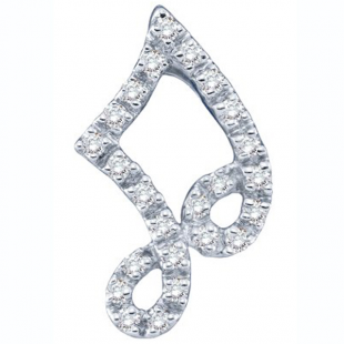 0.11 Carat (ctw) 14K White Gold Real Round White Diamond Ladies Fashion Pendant