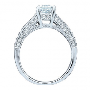 1.50 Carat (ctw) 14k White Gold Round & Princess Cut White Diamond Ladies Bridal Engagement Ring