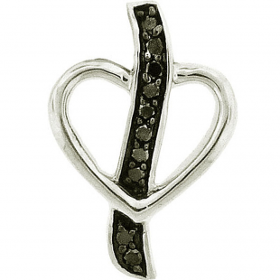 0.10 Carat (ctw) Sterling Silver Black Diamond Ladies Heart Pendant