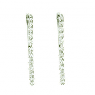 0.50 Carat (ctw) 14k White Gold Brilliant White Diamond Ladies Hoops Earrings
