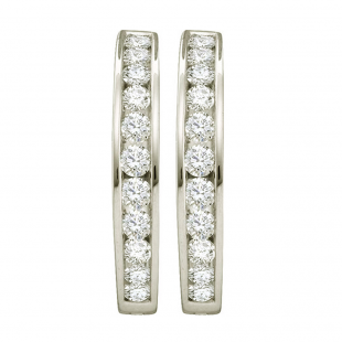 2.00 Carat (ctw) 14k White Gold Round White Diamond Ladies Fashion Hoop Earrings