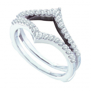 0.47 Carat (ctw) 14k White Gold White Round Diamond Anniversary Enhancer Guard Matching Wedding Band