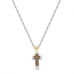 0.25 Carat (ctw) 14k Yellow Gold Round Diamond Ladies Religious Cross Pendant