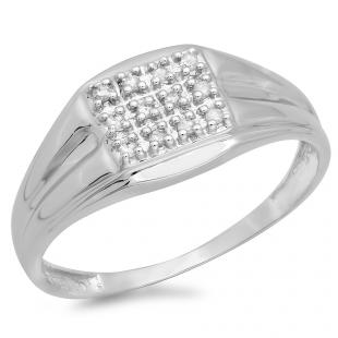 0.12 Carat (ctw) Sterling Silver Round White Diamond Men's Wedding Anniversary Band