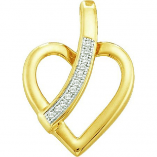 0.03 Carat (ctw) 10k Yellow Gold White Diamond Ladies Heart Pendant