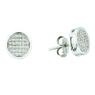 0.15 Carat (ctw) 10k White Gold Diamond Ladies Micro Pave Round Shape Earrings