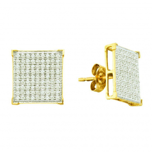 0.50 Carat (ctw) 10k White Gold Round White Diamond Ladies Micro Pave Square Shape Stud Earrings