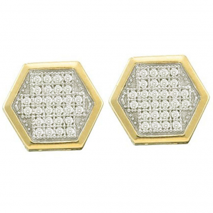 0.20 Carat (ctw) 10k Yellow Gold Brilliant White Diamond Ladies Micro Pave Stud Earrings