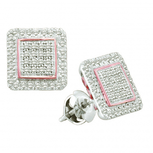 0.30 Carat (ctw) 10k White Gold Round White Diamond Ladies Micro Pave Vintage Style Two Tone Earrings
