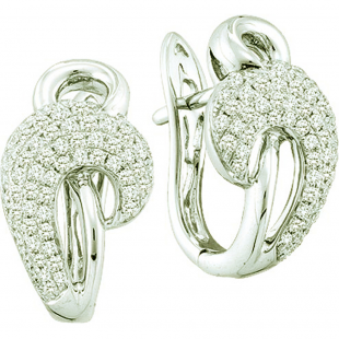 0.76 Carat (ctw) 14k White Gold Brilliant Round White Diamond Ladies Fashion Earrings