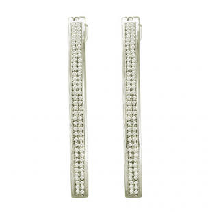 0.45 Carat (ctw) 10k White Gold Brilliant White Diamond Ladies Micro Pave Hoop Earrings