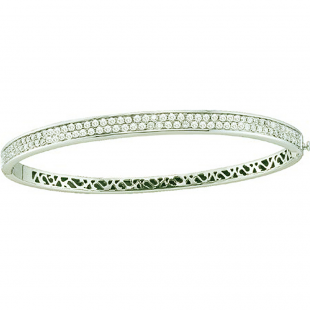 1.50 Carat (ctw) 14k White Gold Round White Diamond Ladies Fashion Bangle Bracelet