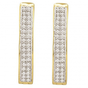 0.20 CT 10k Yellow Gold Round Diamond Micro Pave Hoop Earrings