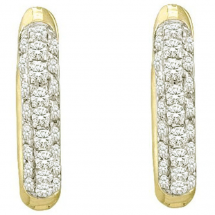 0.17 Carat (ctw) 10k Yellow Gold White Diamond Ladies Micro Pave Hoop Earrings