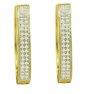 0.25 CT 10k Yellow Gold Round Diamond Micro Pave Hoop Earrings