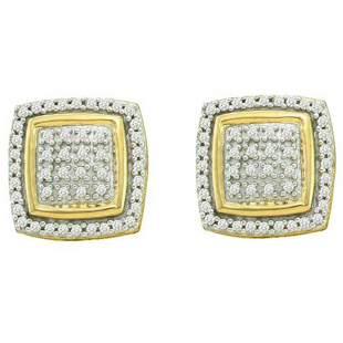 0.28 Carat (ctw) 10k Yellow Gold Round White Diamond Ladies Vintage Style Fine Earrings