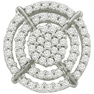 0.40 Carat (ctw) 10k White Gold Brilliant White Diamond Ladies Micro Pave Circle Shape Earrings