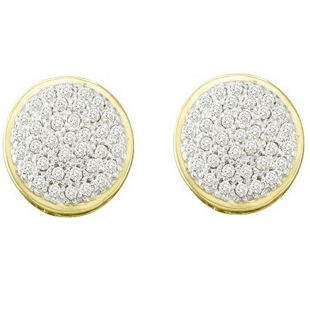 0.20 Carat (ctw) 10k Yellow Gold White Diamond Ladies Micro Pave Round Domed Stud Earrings