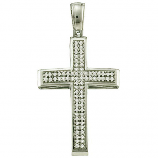 0.25 Carat (ctw) 10k White Gold Brilliant White Diamond Ladies Micro Pave Cross Pendant
