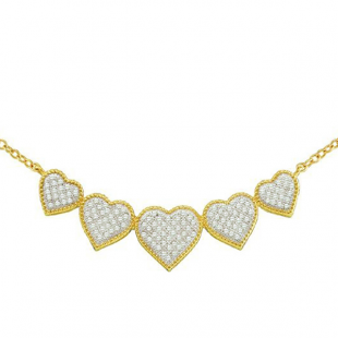 0.35 Carat (ctw) 10k Yellow Gold Round White Diamond Ladies Cluster Heart Necklace