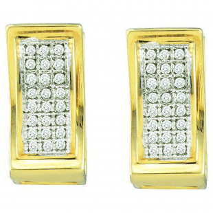 0.15 CT 10k Yellow Gold Brilliant Diamond Ladies Hoop Earrings
