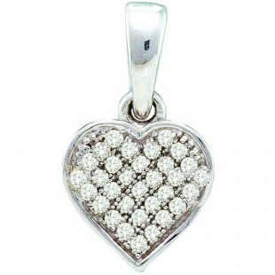 0.10 Carat (ctw) Sterling Silver White Diamond Ladies Heart Pendant