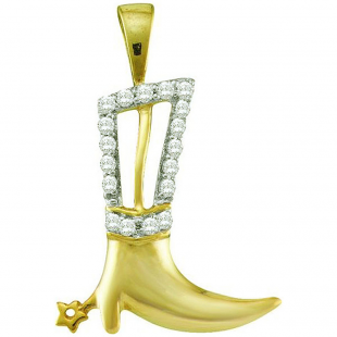 0.11 Carat (ctw) 10k Yellow Gold White Diamond Ladies Boot Shape Pendant