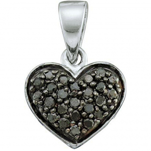 0.24 Carat (ctw) 10k White Gold Black Diamond Ladies Heart Pendant