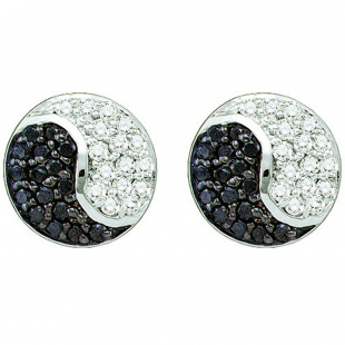 0.36 Carat (ctw) 10k White Gold Round Black & White Diamond Ladies Fine Earrings